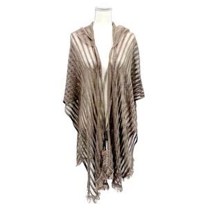 Shawl Cover up Cardigan Hood Tan